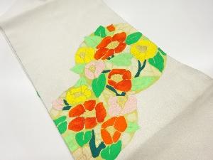 丸文に椿模様織出し名古屋帯